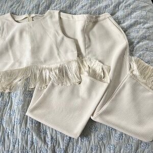 Shop L’abye Cream Tassel Pant Set